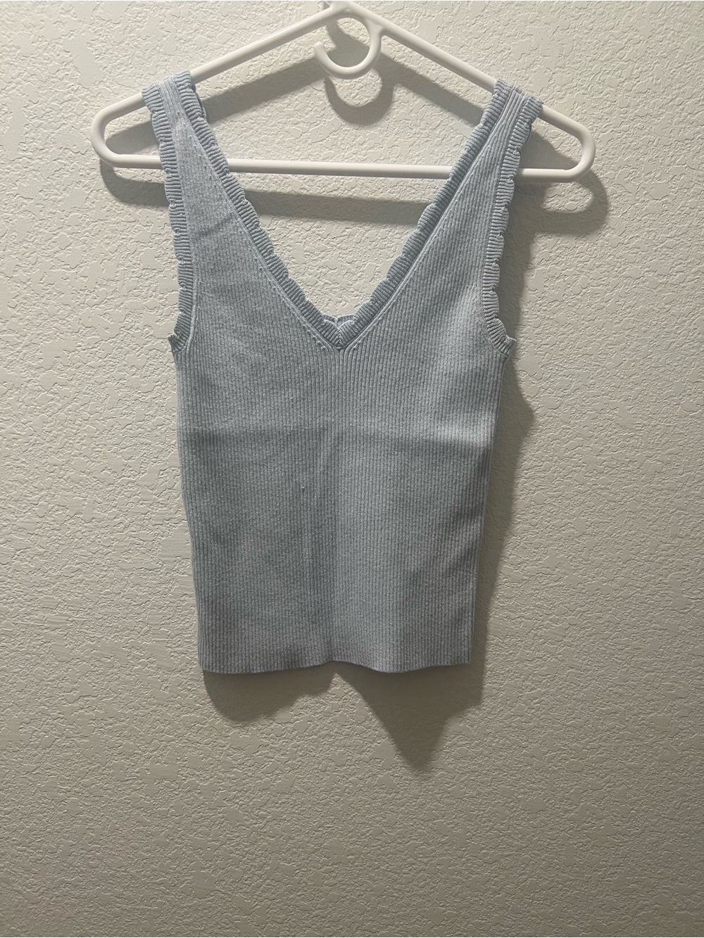 Aerie Ribbed V-Neck Sweater Tank Top Light Blue Size Small Soft